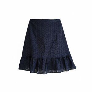 DRAPER JAMES Navy Blue RSVP Eyelet Ruffle Skirt Size 8